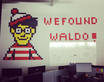 We Found Waldo! Mural on Luxury Retreats IT Department Wall by Fardad Jabbary